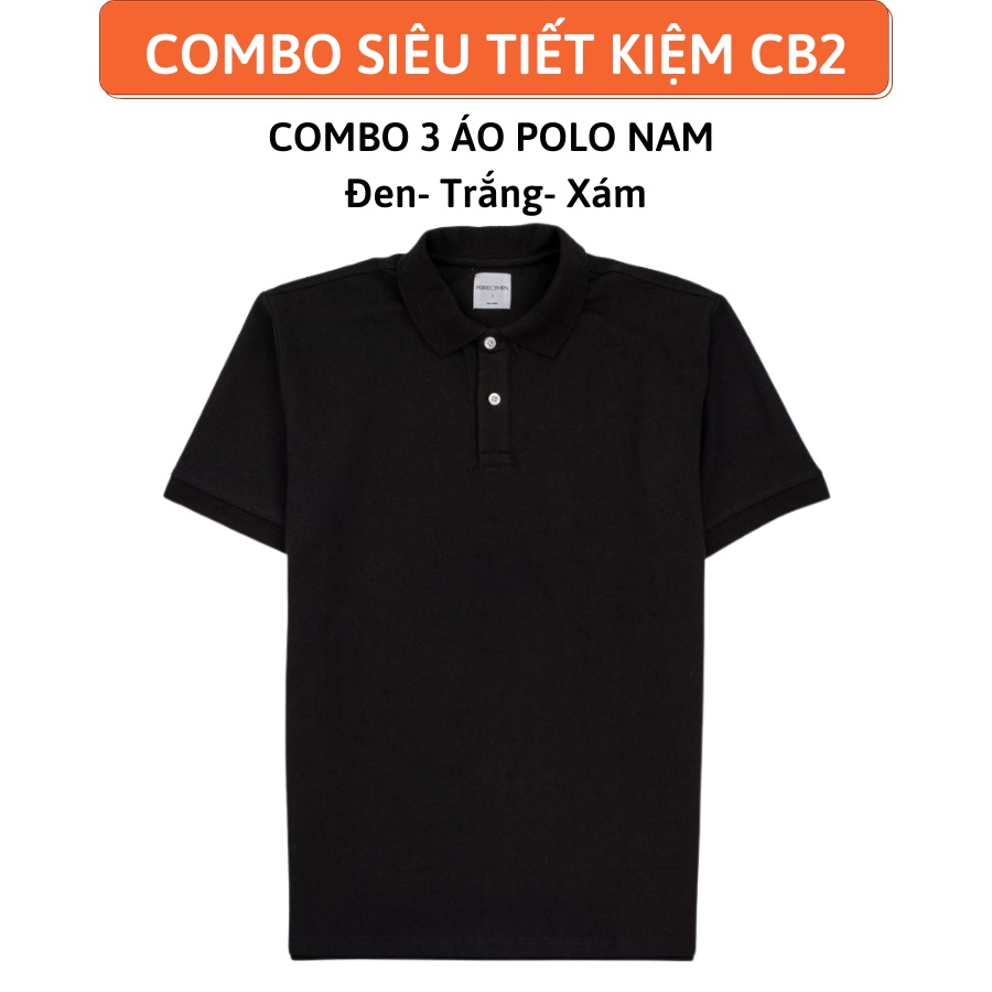 Combo siêu tiết kiệm 3 áo thun Polo nam 100% PERFECTMEN cotton basis COMBOCB2