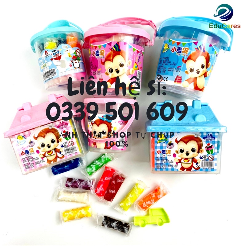 Đất nặn xô, đất nặn nhà 10 / 12 / 14 màu dễ thương - siêu nhẹ, dẻo