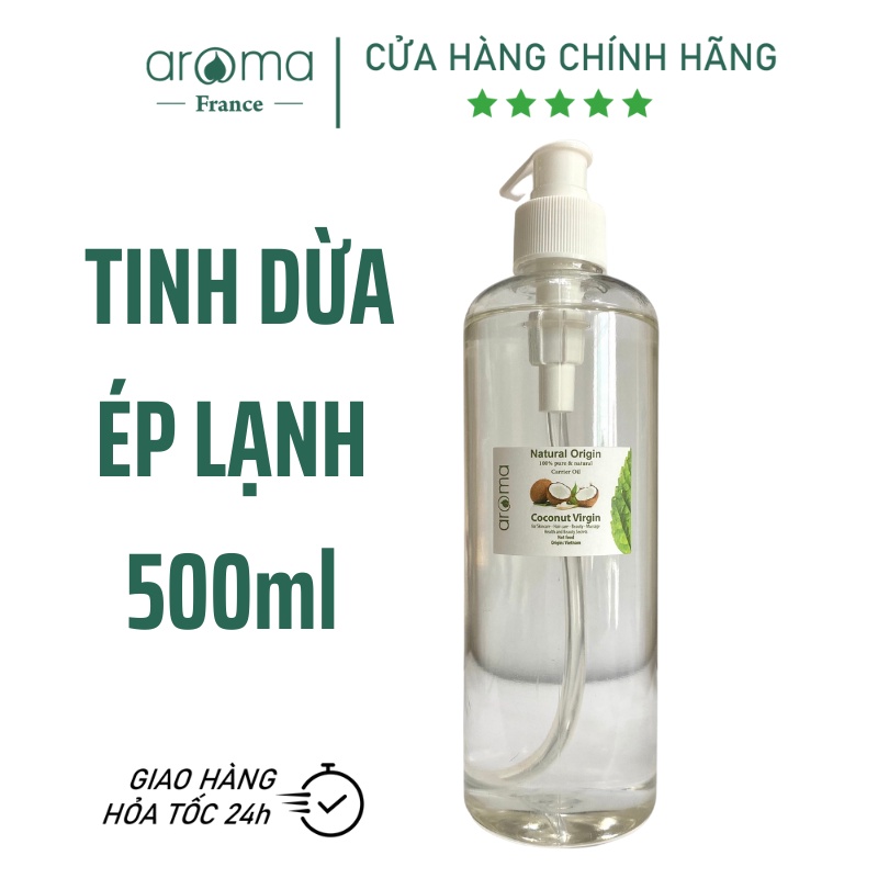 Dầu dừa ép lạnh nguyên chất dưỡng da, ủ tóc, dưỡng dài mi Aroma 500ml (chai)