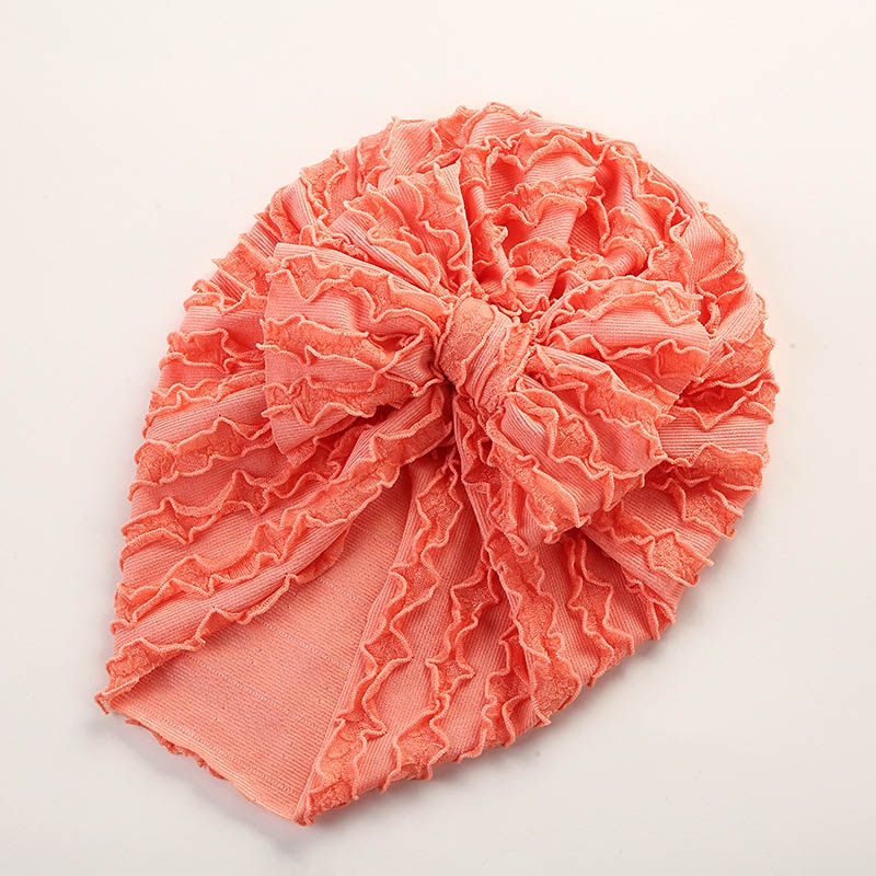 Mũ Turban Mềm Co Giãn Phối Ren Thắt Nơ Thời Trang Xuân Hè Xinh Xắn Cho Bé Gái