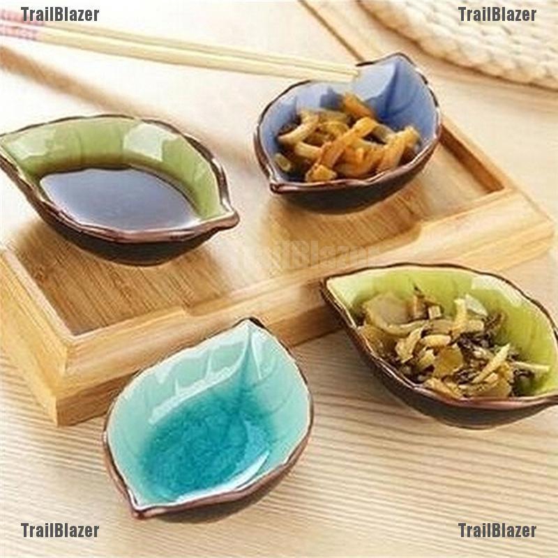 Đĩa đựng thức ăn bằng gốm sứ hình chiếc lá xinh xắn