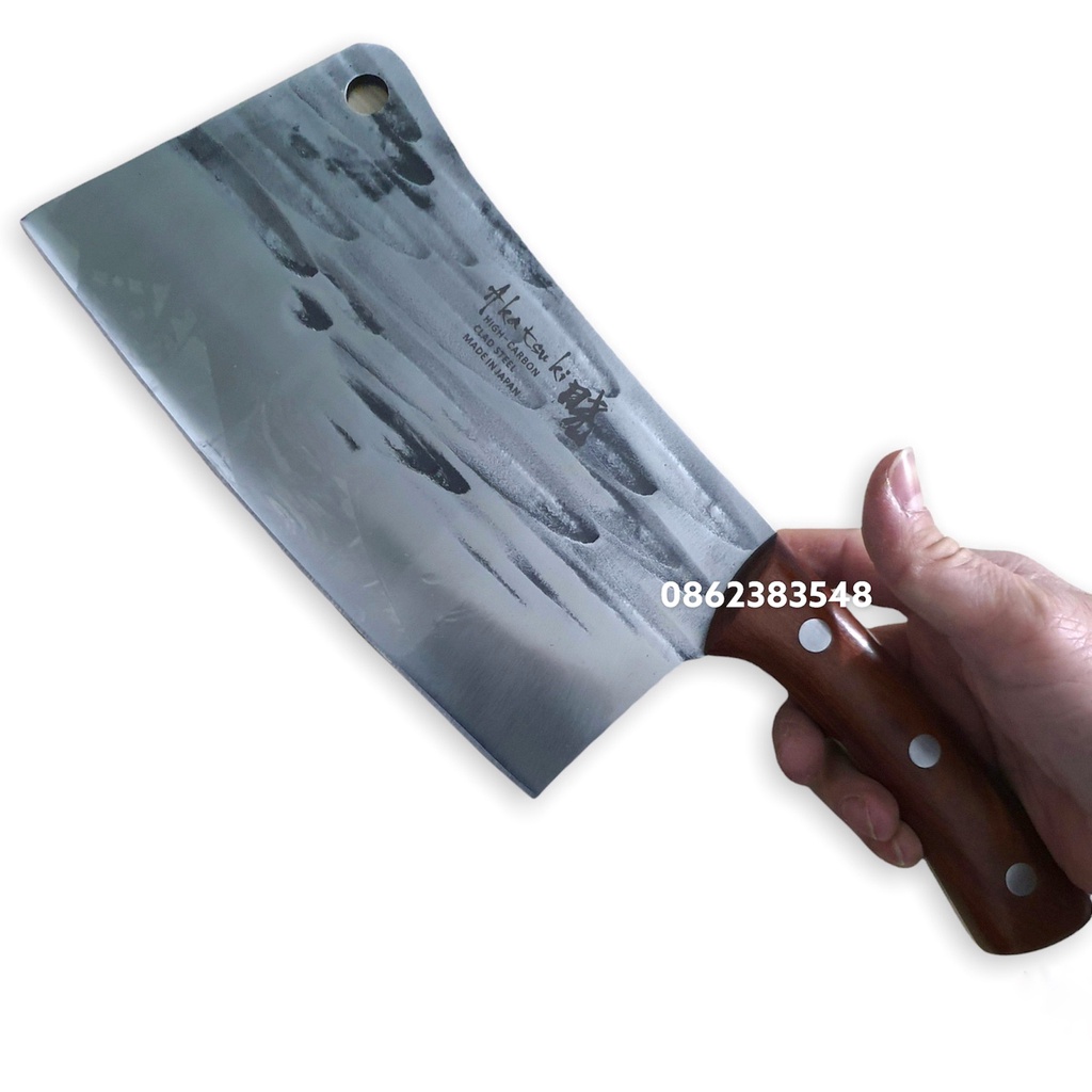 Dao chặt xương Nhật nội địa Akatsuki 1kg, lưỡi thép sần 5mm nguyên khối sắc bén chống gỉ, chặt xương trâu bò, lợn gà