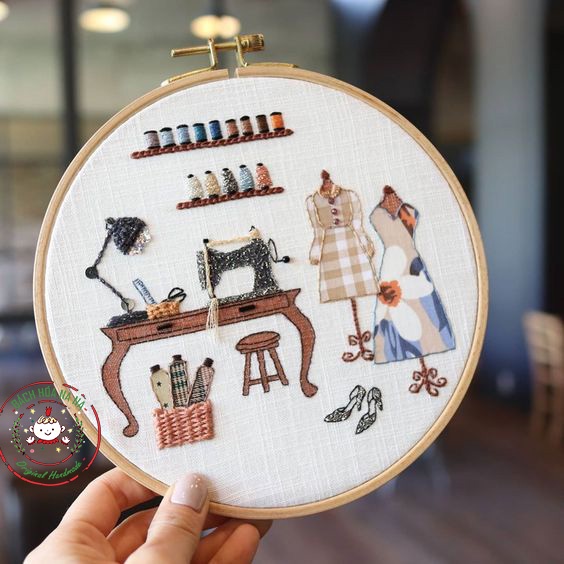 Gói dụng cụ Tự Thêu Tranh Trang trí Kỷ Niệm Decor Kit Nguyên Liệu Tập Thêu Tay - DIY Handmade Embroidery