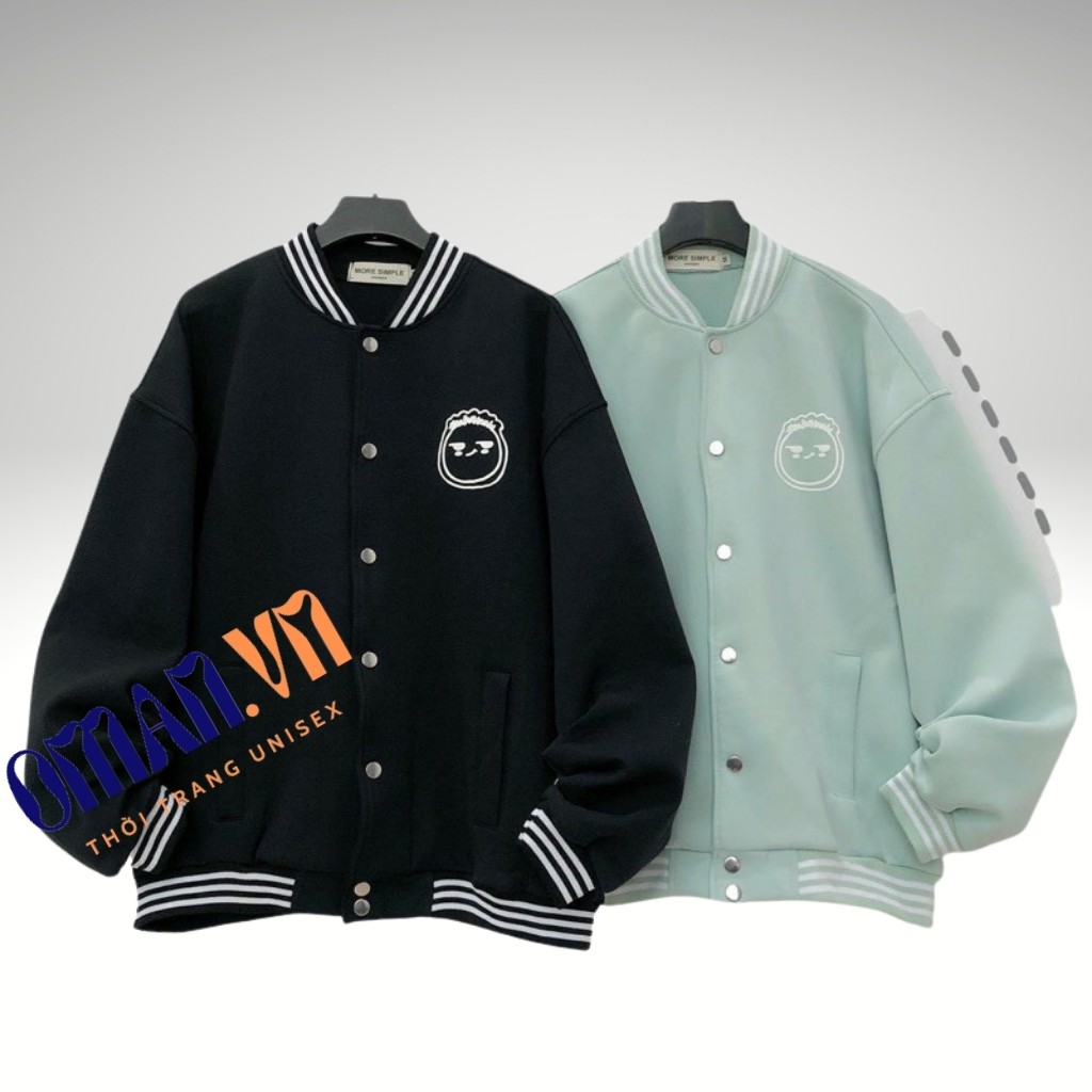 Áo khoác nỉ bomber Mặt cười bé form rộng Unisex Oman | BigBuy360 - bigbuy360.vn