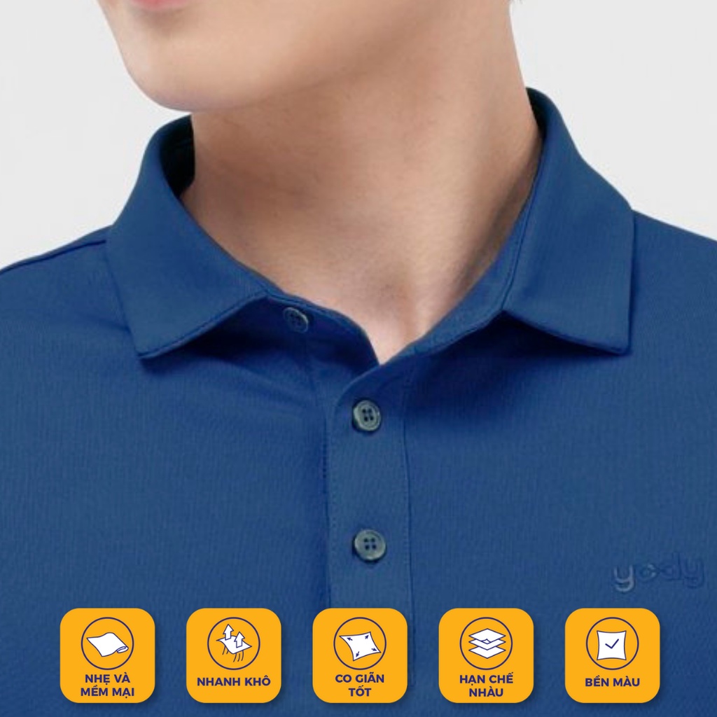 Áo thun polo nam YODY phông cộc tay, có cổ bẻ chất vải cotton cá sấu thoáng mát APM5421