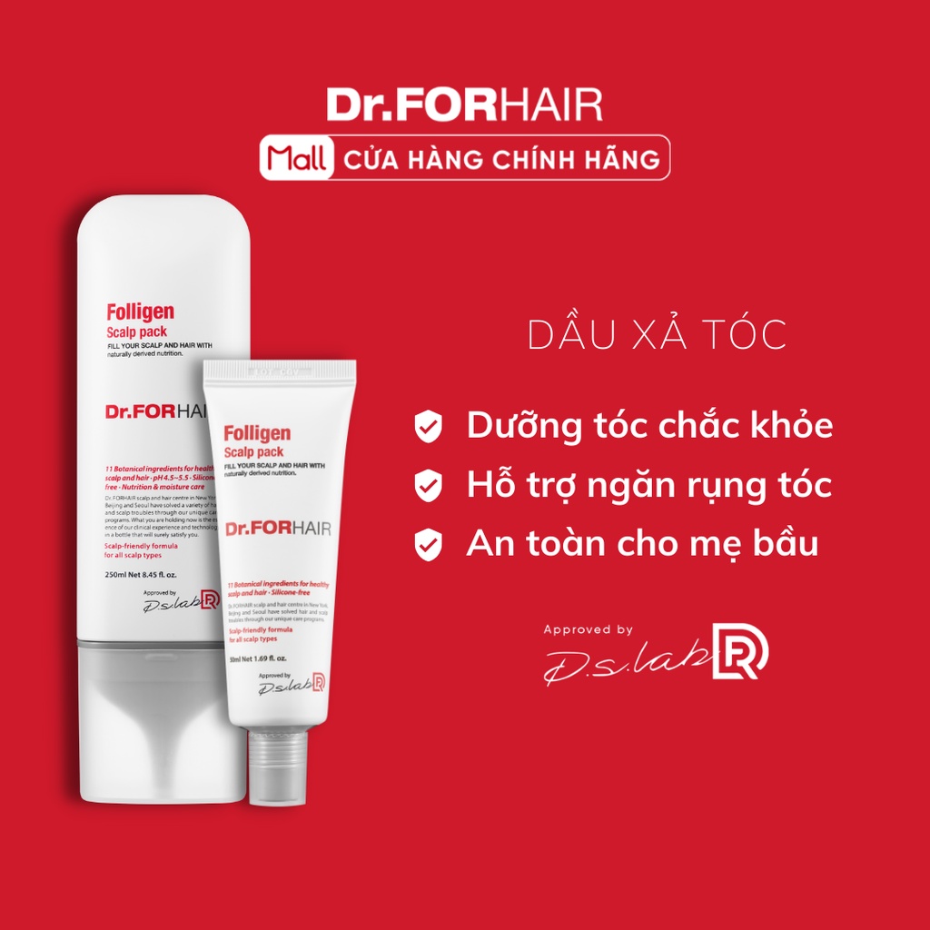 Dầu xả dưỡng tóc suôn mượt Dr.FORHAIR/Dr For Hair Folligen Scalp Pack 50ml/250ml