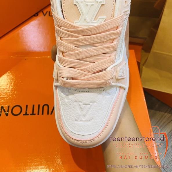 Giày thể thao nữ louis vuitton hồng nhạt , Giày LV Trainer Sneaker hồng. Giày LV hồng size 36-39