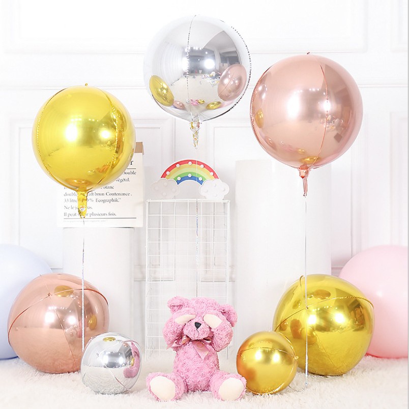Bong bóng tráng nhôm 4D 10 inch/ 22 inch trang trí tiệc sinh nhật