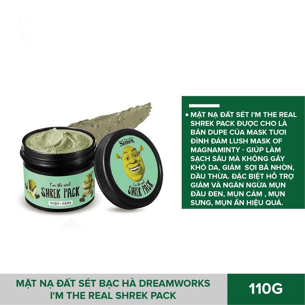 Mặt Nạ Đất Sét Bạc Hà Rau Má I’m The Real Shrek Pack 110g Làm Sạch Mụn Đầu Đen / Mặt Nạ Lột Mụn Sherk Peel-Off