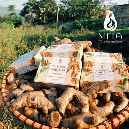 Xà bông nghệ Mela chính hãng | Natural Organic Soap - Tặng 1 túi lưới tạo bọt