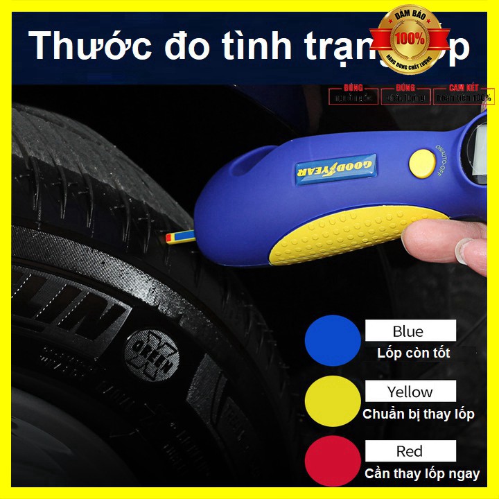 Đồng hồ đo áp suất lốp điện tử, kiêm búa phá kính Goodyear GY-2575 - Bảo hành 6 tháng