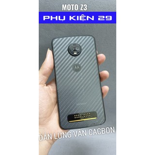 [Motorola Moto Z3/ Z3 Force/ Z3 Play] Dán lưng 3D vân Cacbon - Carbon, Kính chống xước Camera