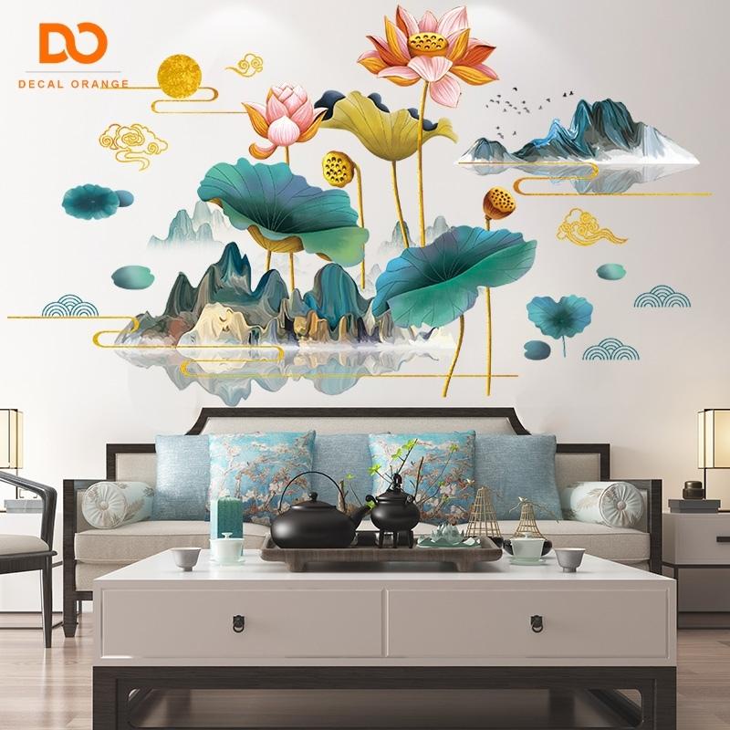 Tranh dán tường Hoa Sen 3D trang trí phòng ngủ phòng khách phòng thờ