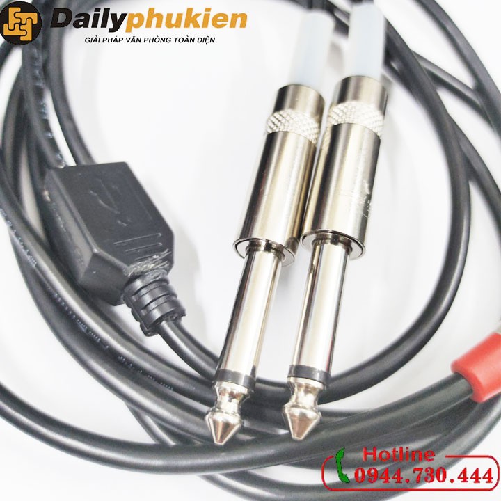 Dây loa 3.5mm sang 2 đầu 6.5mm dài 2m