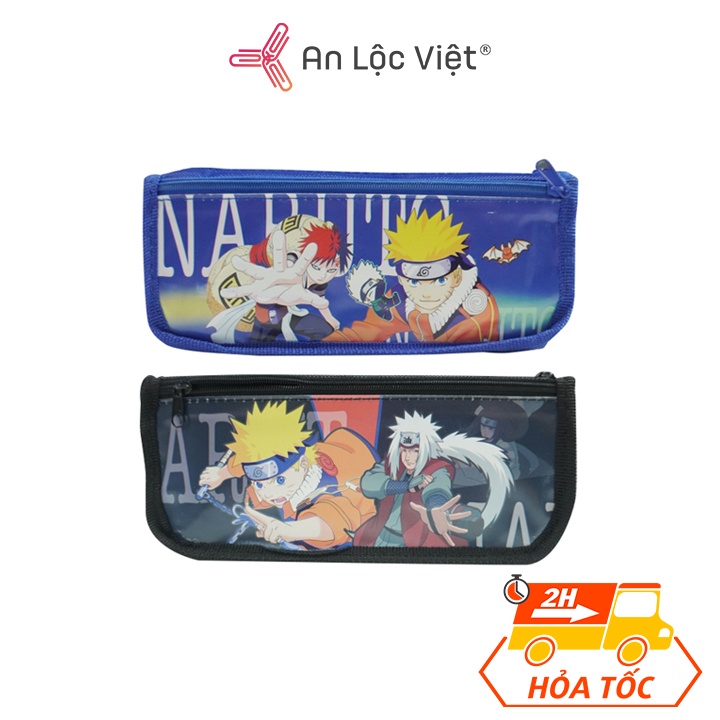 Bóp ví đựng viết Naruto 2 ngăn, chất liệu vải 5237 dùng cho học sinh