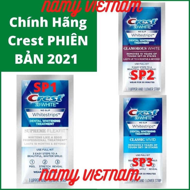 Miếng dán trắng răng ❤ FREESHIP ❤ Miếng dán Crest 3D White Whitestrips  - trắng răng Crest 3D Wh