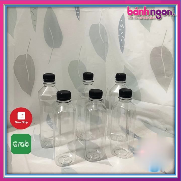 100 Chai Nhựa Vuông Nắp đen 330ml,470ml Việt Nhật–Chai Nhựa Đựng Trà Sữa, Nước ép An Toàn