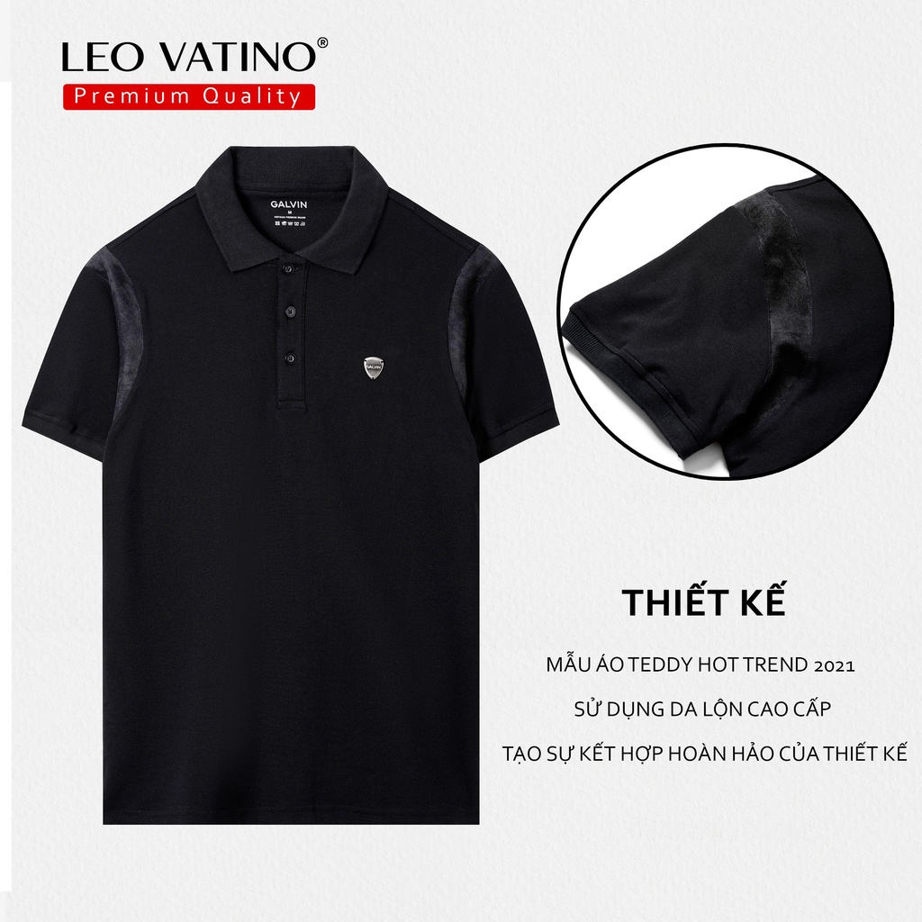 Áo polo nam Galvin Premium cotton cao cấp 95% Teddy phối viền cổ gắn tag Hợp kim Aluminum PR02 thun cổ bẻ - Leo Vatino | BigBuy360 - bigbuy360.vn