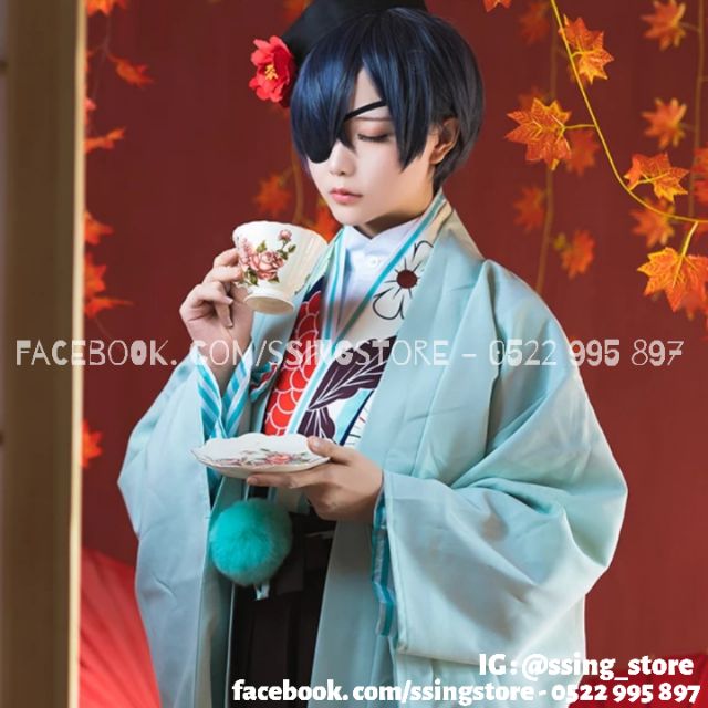 SSINGSTORE Set trang phục kimono cosplay nhân vật Ciel trong anime manga Kuroshitsuji Hắc Quản Gia