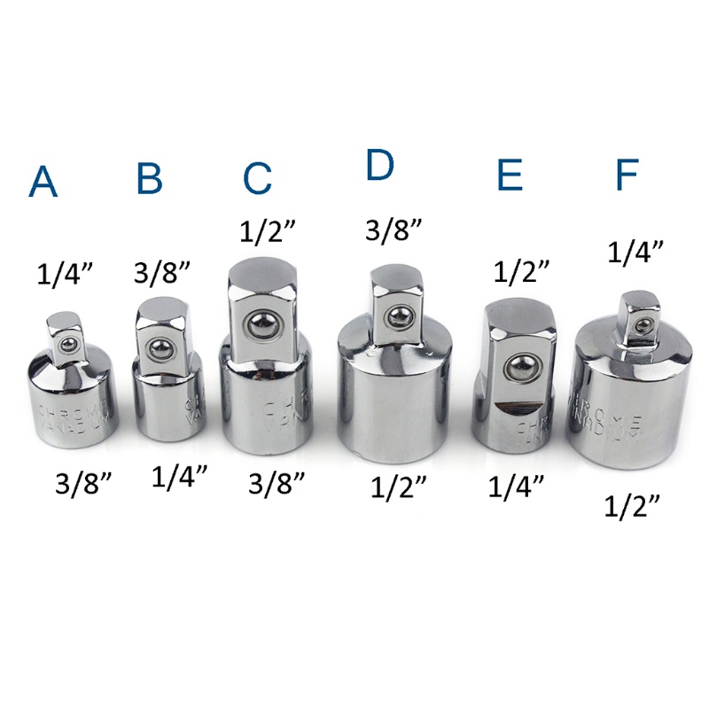 Set 6 Đầu Chuyển Đổi Bánh Cóc 1 / 4 &quot;3 / 8&quot; 1 / 2 &quot;Chuyên Dụng