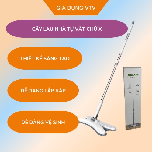 Cây lau nhà tự vắt hình chữ X có thể xoay 360 độ lau mọi ngóc ngách Gia Dụng VTV