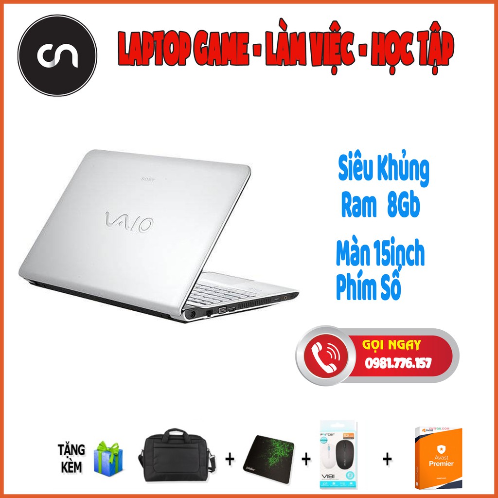 [ Đẳng Cấp - Siêu Khủng ] Laptop  Sony Vaio SVE15 Core i5/Ram 8Gb/Màn 15,6inch Phím Số - Tặng Đủ Phụ Kiện