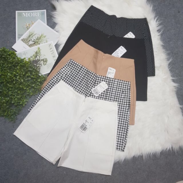 Quần short kaki lưng cao co dãn khóa kéo trước đủ size