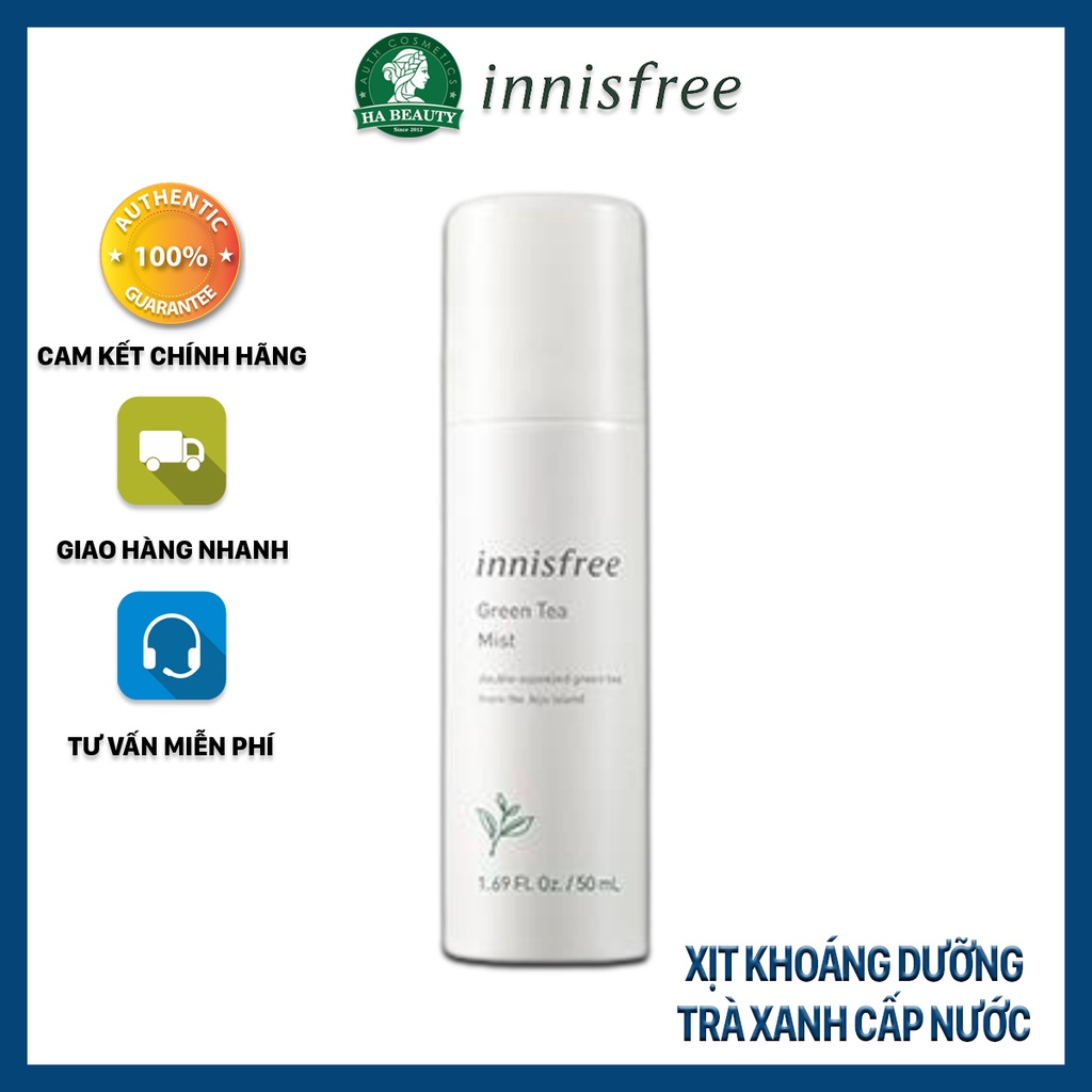 Xịt khoáng dưỡng ẩm trà xanh cấp nước làm dịu da innisfree Green Tea Mist 50 ml