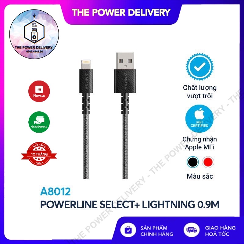 Cáp sạc ANKER Powerline II Lightning - dài 0.9m - A8432