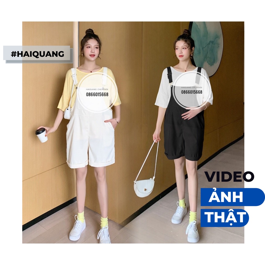 Quần yếm túi ngực Haiquang ULZZANG phong cách Hàn Quốc chất jean mềm mát Mã 10-09