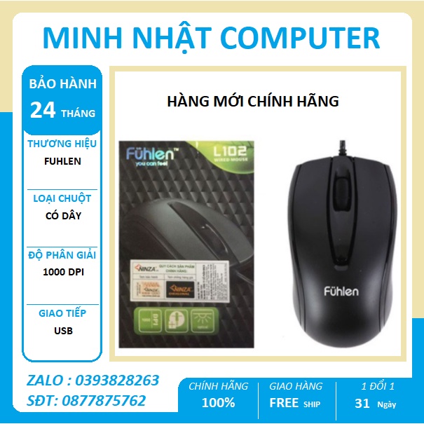 Chuột Có Dây Fuhlen L102 Hàng Chính Hãng Bảo Hành 2 Năm | Minh Nhật Computer