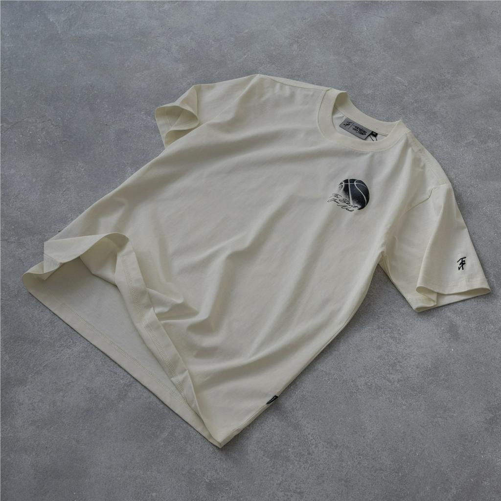 Áo thun TSUN Basketball Kem - [UNISEX] - In Nổi - Thêu Tay Áo