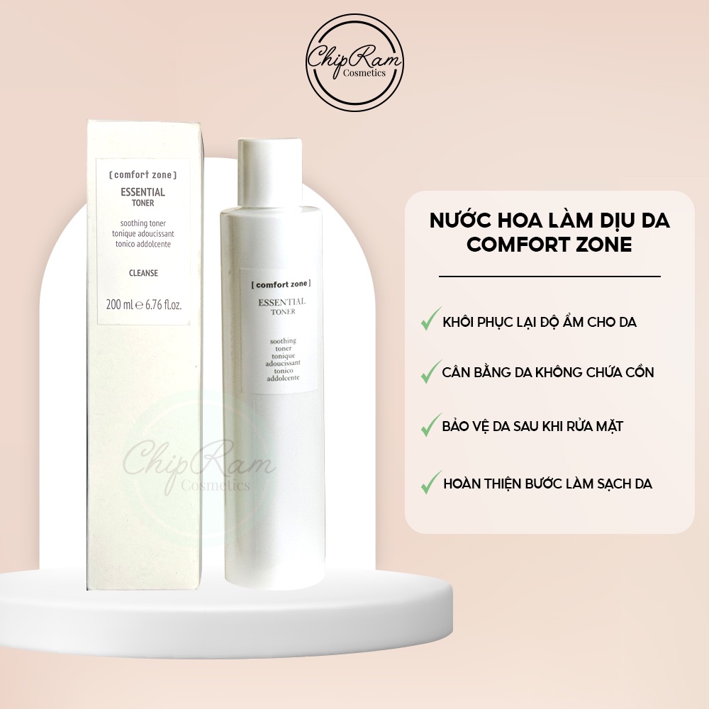 Nước hoa làm dịu da Comfort Zone Essential Toner không chứa cồn 200ml hàng chính hãng