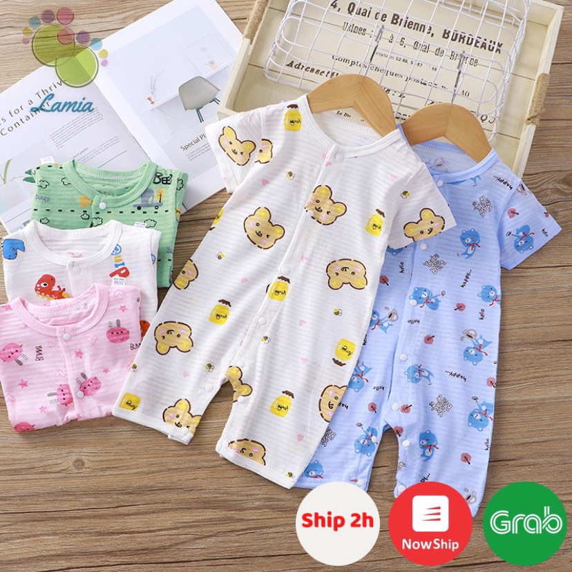 Bộ Body Đùi Cúc Giữa Mùa Hè Mỏng Mát Họa Tiết Đáng Yêu Cho Bé Sơ Sinh 𝟐𝟒𝐁𝐃𝐃𝐔
