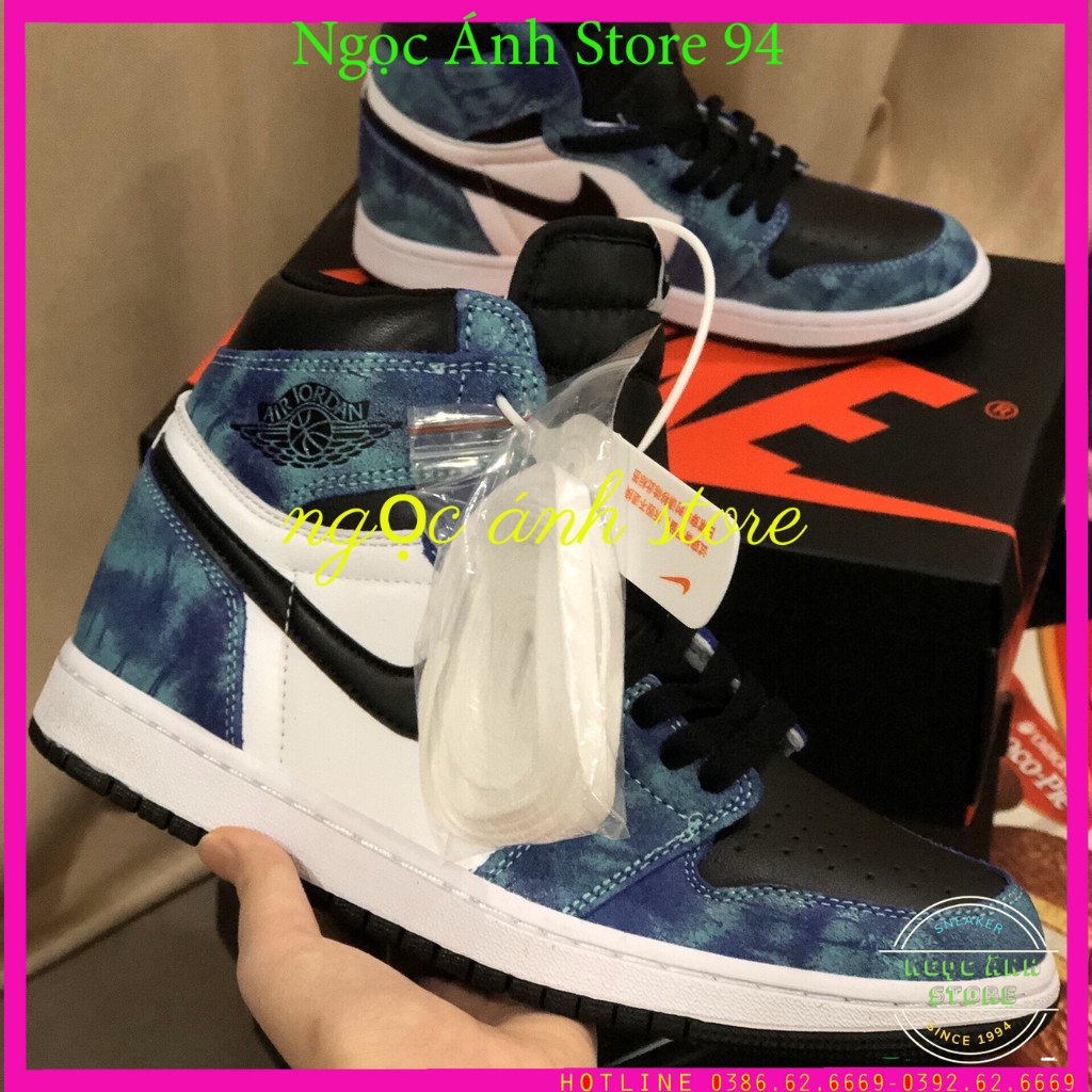 Giày jordan, JD xanh loang cổ cao, cao cao cấp full box