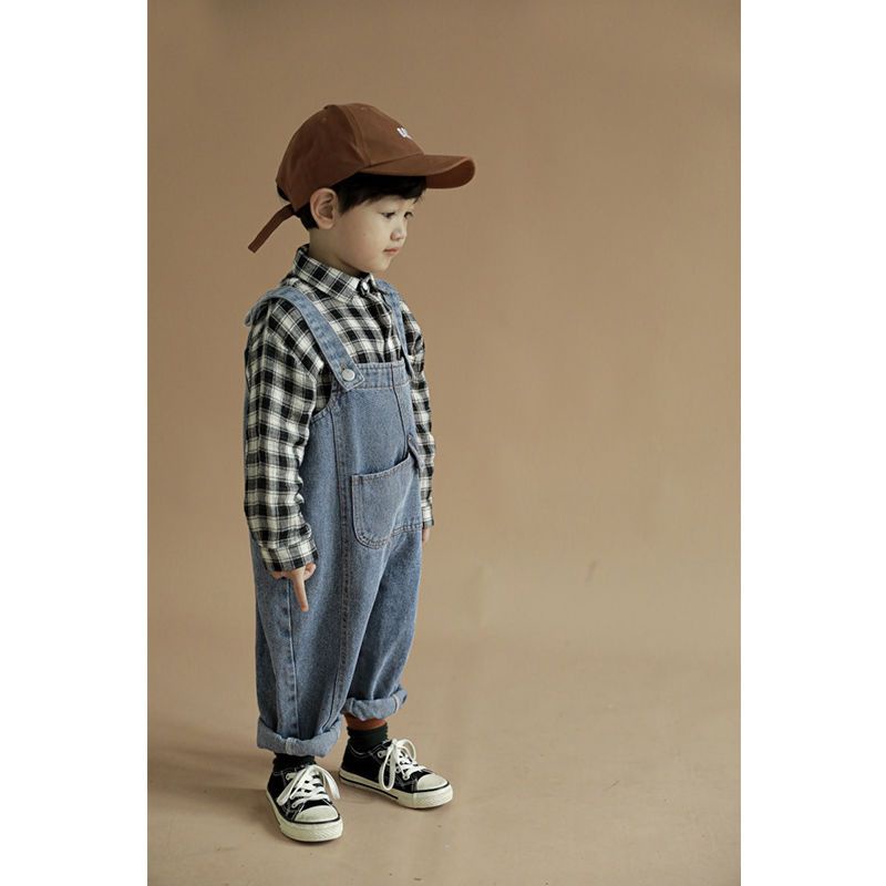 [Babycat] Hàng Có Sẵn Quần Yếm Denim Dáng Rộng Phong Cách Nhật Bản Hàn Quốc Thời Trang Phương Tây Cho Bé Trai Bé Gái B