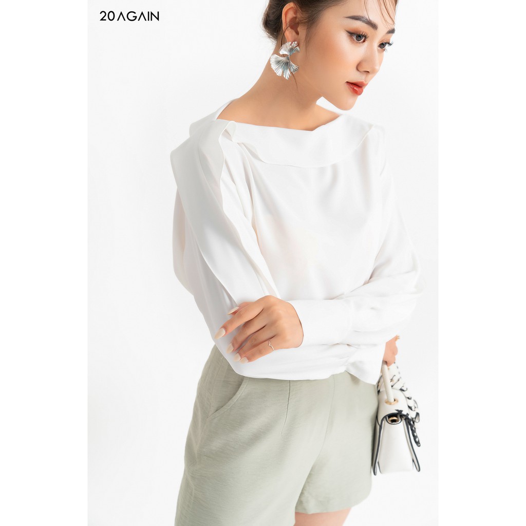 Áo sơ mi bèo cổ tay chất lụa mềm mại 20AGAIN ASA1320