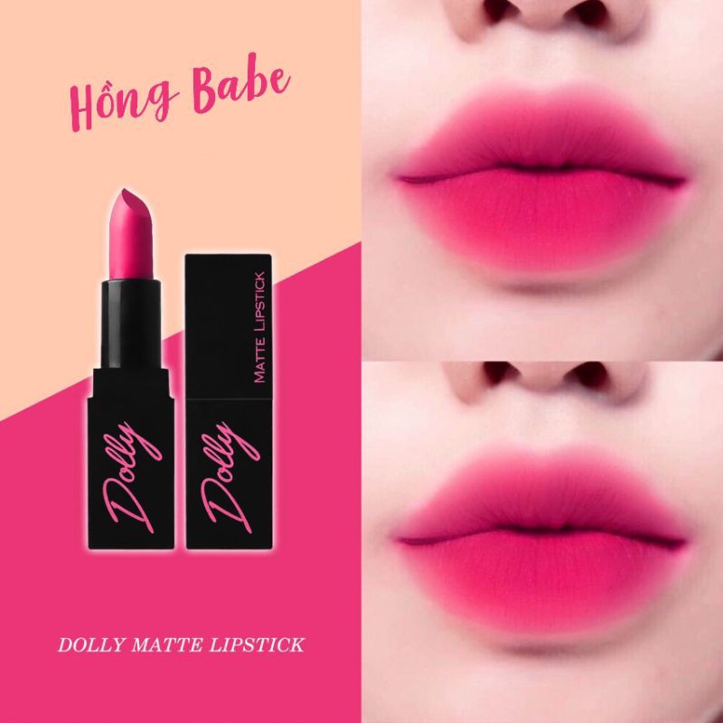 [Hồng Babe] Son Sáp Phủ Phấn Dolly Không Chì Màu hồng babe