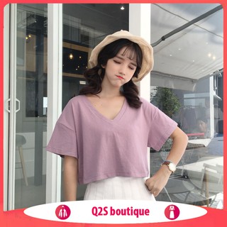 Áo Croptop Cổ Tim Vàng Mustard Basic DÁNG SUÔNG NGẮN