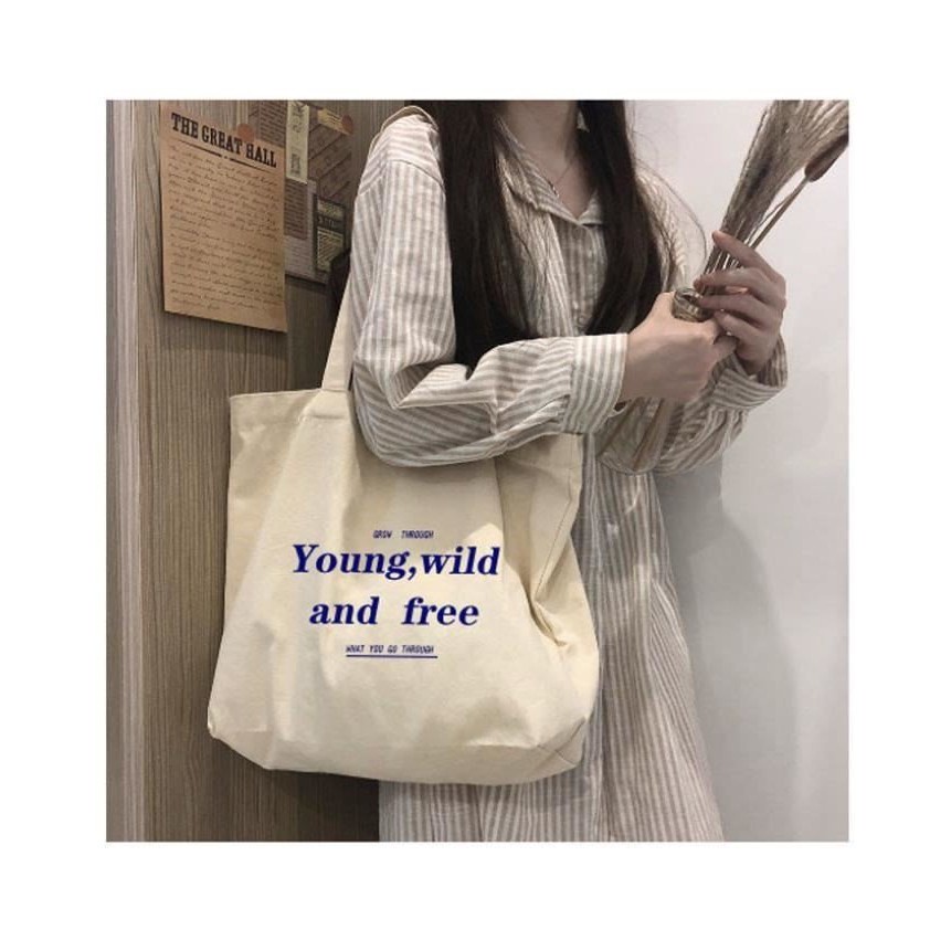Túi vải bố canvas tote dáng vuông hoạ tiết đơn giản lamminhstore 281
