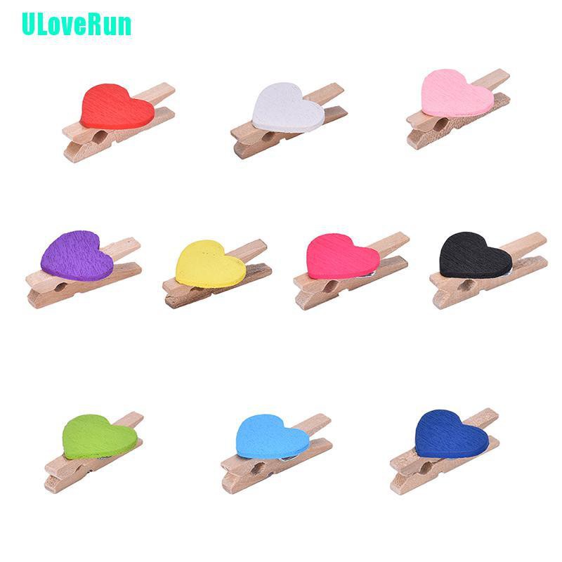 Bộ 10 Kẹp Gỗ Treo Ảnh Hình Trái Tim Mini Trang Trí Tiệc Cưới