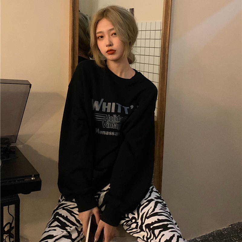 NRVP Áo Hoodie Dáng Rộng Thời Trang Hàn Quốc Đơn Giản Cá Tính Cho Nữ