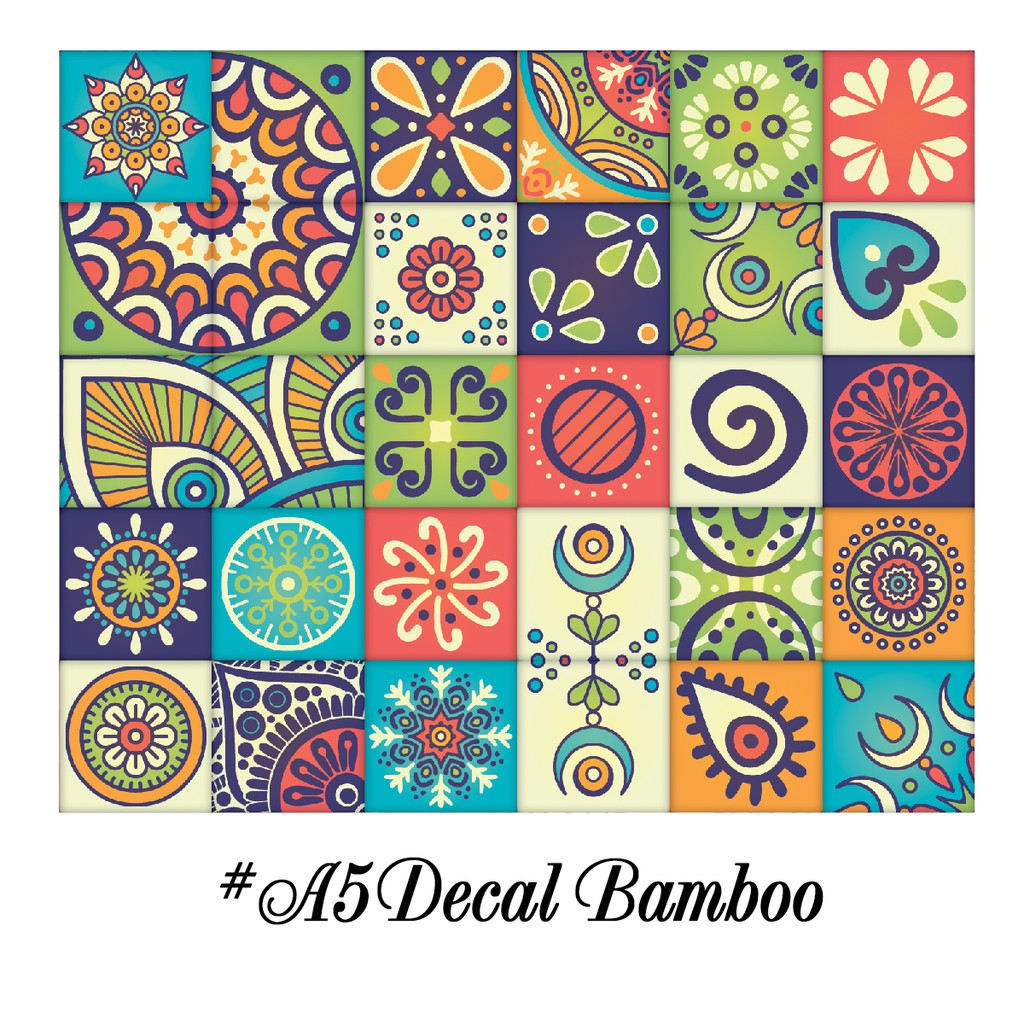 Set A5 30 ô (20x20cm) Decal gạch bông bamboo