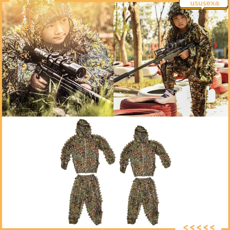 Bộ Đồ Rằn Ri 3D Nhẹ Nhàng Thoáng Khí Có Mũ Trùm Đầu Đi Săn Bắn Thu Âm Thanh Mềm Mại / Chụp Ảnh Wildlife Hoang Dã