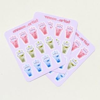 Set sticker trà sữa ba màu dễ thương