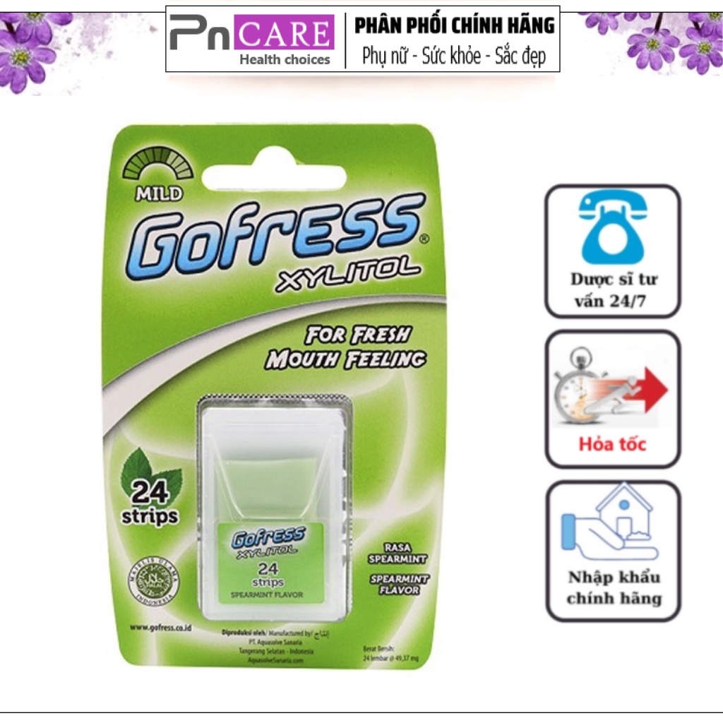 PnCARE | Kẹo Lá Ngậm Thơm Miệng Gofress - Vỉ 24 Lá