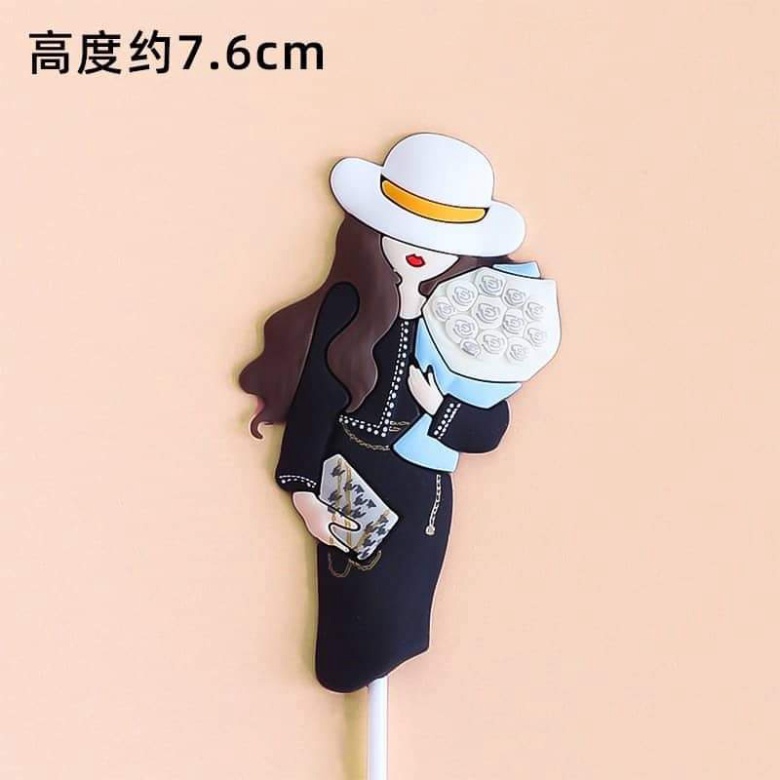 trang trí bánh kem [FREESHIP❤️] que cắm nhựa dẻo cô gái  CHỦ ĐỀ 20/10