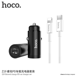 Tẩu sạc thông minh HOCO Z19 cho ô tô - Công nghệ PD 18W (cổng ra Type-C) (Kèm 1 dây sạc Type-C to Lightning)