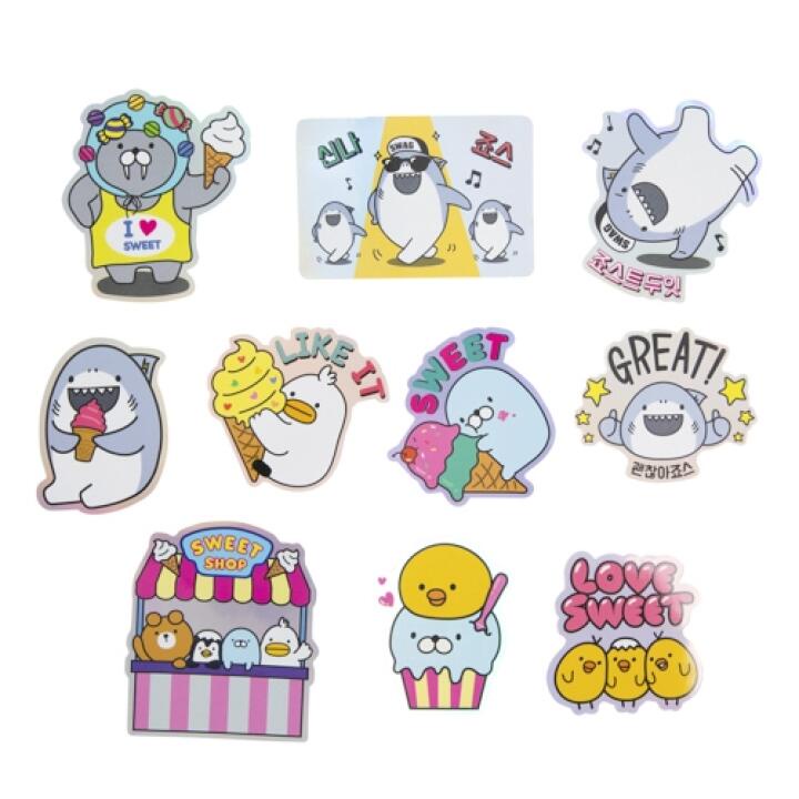 Set 10 Nhãn Dán ARTBOX Hàn Quốc Họa Tiết Những Người Bạn Galapagos