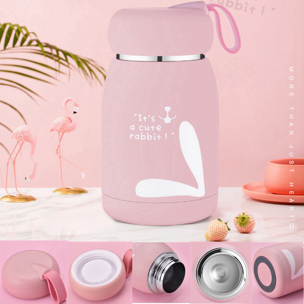 THERMOS Bình Nước Giữ Nhiệt Bằng Thép Không Gỉ 304 Dung Tích 350ml Hình Thú Dễ Thương